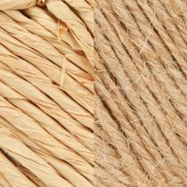 Artículo Corazones para colgar decoración de cáñamo y rafia natural H10,5cm 8 uds