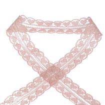 Artículo Cinta de encaje corazones cinta decorativa encaje rosa viejo 25mm 15m