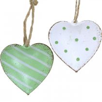 Corazones de metal para colgar, día de San Valentín, decoración de primavera, colgante de corazón verde, blanco H3.5cm 10pcs