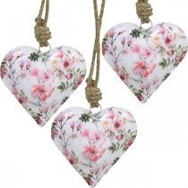 Corazón con estampado floral, Día de la Madre, colgante de metal H9cm 3pcs