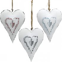 Corazones decorativos para colgar metal corazón de metal blanco 12×16cm 3uds