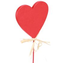 Artículo Plug corazón madera corazones decorativos rojos con mariquitas 6cm 16uds