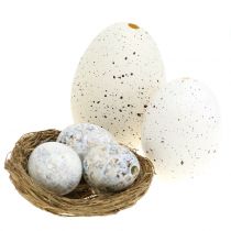 Surtido de huevos de oca, gallina y codorniz 3,5cm – 8cm 12uds