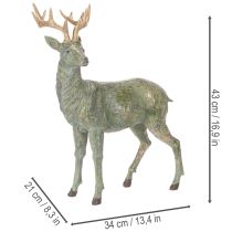Artículo Figura decorativa de ciervo, de pie, detallada, 43 cm.