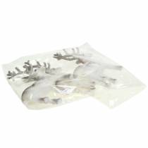 Artículo Reno decorativo blanco con purpurina – Decoración navideña de invierno 20 cm 3 piezas