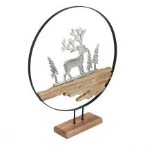 Soporte decorativo para anillo con decoración de ciervos metal madera plata Ø38cm