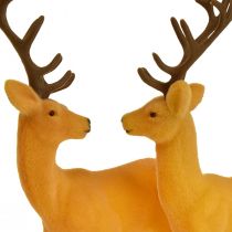 Artículo Ciervo decorativo reno amarillo marrón flocado Al. 20,5 cm, juego de 2