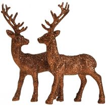 Ciervo decorativo reno cobre brillo becerro figura decorativa H20,5 cm juego de 2