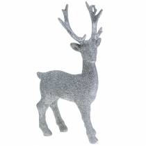 Artículo Figura decorativa ciervo plata brillo 25cm x 12cm