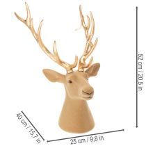 Artículo Escultura decorativa de cabeza de ciervo con grandes astas, 52 cm.