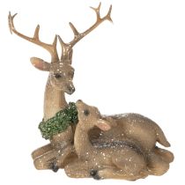 Artículo Figura decorativa de una familia de ciervos con nieve como decoración invernal, 17 cm.