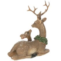 Artículo Figura decorativa de una familia de ciervos con nieve como decoración invernal, 17 cm.