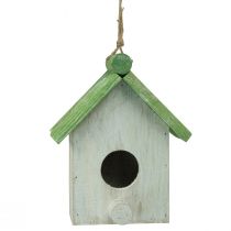 Artículo Decoración colgante casita para pájaros madera verde blanco 14,5×7,5×17,5cm