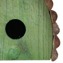 Artículo Pajarera decorativa colgante con techo redondo madera verde marrón 16,5×10×17cm