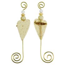 Artículo Alfiler de boda con corazón crema 12cm 16uds