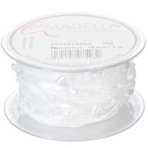 Artículo Cinta de organza blanca para decoración de bodas, 10 mm x 5 m, con corazones y perlas.