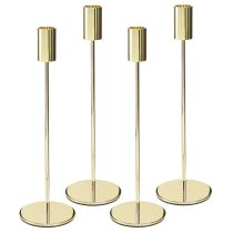 Artículo Candelabro alto para velas cónicas, metal dorado, 27,5 cm, paquete de 4 unidades