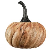 Artículo Calabaza de madera con mango de metal negro natural Ø12cm H13cm
