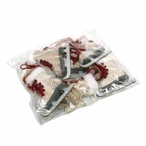 Artículo Patín de hielo de madera blanco para colgar 8cm 3uds