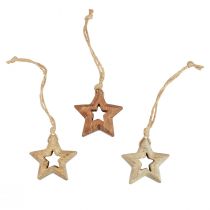 Artículo Colgantes de madera estrellas de madera adornos naturales para árboles de Navidad Ø4,5cm 8ud