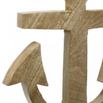 Artículo Ancla colgante Percha náutica de madera de mango Natural H24.5cm