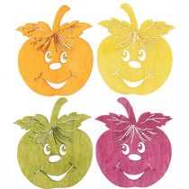 Artículo Streudeko manzana risueña, otoño, decoración de mesa, cangrejo naranja, amarillo, verde, rosa H3.5cm W4cm 72pcs