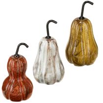 Artículo Pera de madera pera decoración de madera otoño rojo amarillo blanco 12×6cm 3 piezas