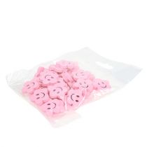 Artículo Flor de madera con cara rosa 2,5cm 48uds