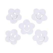 Artículo Flor de madera con cara blanca 2,5cm 48uds