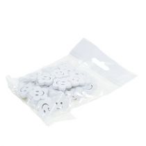 Artículo Flor de madera con cara blanca 2,5cm 48uds