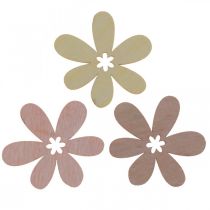 Flores de madera esparcir decoración flores madera beige/amarillo/rosa Ø4cm 72p
