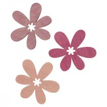 Flores de madera decoración dispersa flores madera violeta/violeta/rosa Ø2cm 144p