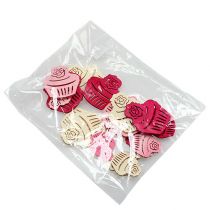 Artículo Decoración de mesa de cupcakes de madera colores pastel muffins decoración de cumpleaños 24 piezas