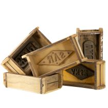 Artículo Decoración de madera vintage forma de ladrillo marrón, óxido 31×14,5cm H9cm