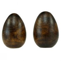 Artículo Huevos de madera madera de mango marrón Huevos de Pascua de madera Al 9,5–10 cm 2 unidades