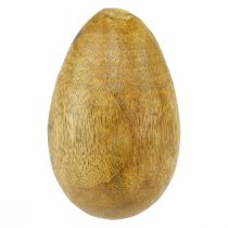 Artículo Huevos de madera madera de mango en red de yute Decoración de Pascua natural 7–8cm 6ud