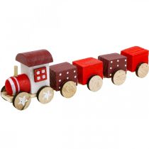 Artículo Decoración de madera para tren de Navidad, color rojo, L20 cm H6 cm, 2 unidades