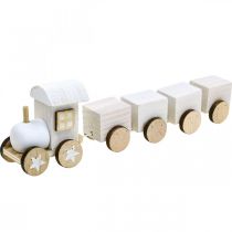 Artículo Tren de madera deco Tren navideño blanco L20cm H6cm 2pcs