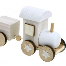 Artículo Tren de madera deco Tren navideño blanco L20cm H6cm 2pcs