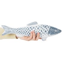 Artículo Pez de madera en azul y blanco, decoración de pez, harina de madera, 35 cm, 1 pieza