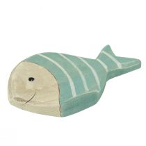 Artículo Pez de madera pez decorativo de pie azul claro natural 18×10cm