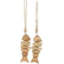 Artículo Percha decorativa pez de madera marítimo en natural 16x2x5cm 2ud