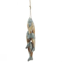 Artículo Percha de madera con 5 peces gris plateado 15cm