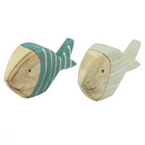 Artículo Decoración de mesa de pescado de madera soporte de pescado madera 15×8cm 2 piezas