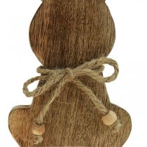 Artículo Conejito de madera sentado, madera de mango, decoración Pascua colores naturales Al. 18,5 cm