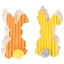 Artículo Decoraciones de conejitos de Pascua de madera, amarillo y naranja, 4x8 cm, 6 piezas