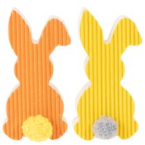 Artículo Decoraciones de conejitos de Pascua de madera, amarillo y naranja, 4x8 cm, 6 piezas