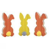 Artículo Conejitos de madera conejitos decorativos decoración de Pascua amarillo naranja 4×8cm 6ud