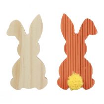 Artículo Conejitos de madera conejitos decorativos decoración de Pascua amarillo naranja 4×8cm 6ud