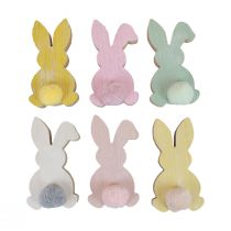 Artículo Conejitos de madera conejitos decorativos decoración de Pascua madera pastel 8,5×16cm 6ud